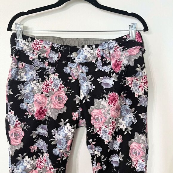 BETTY RIDES BLACK PINK FLORAL FLARED SNOWBOARD WINTER PANTS - S - Picture 3 of 16